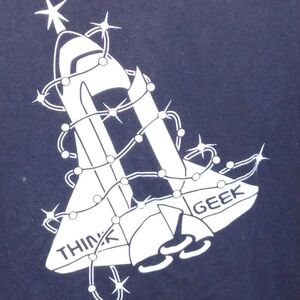 Think Geek Christmas Tree Space Shuttle t shirt Navy 2XL 100% Cotton